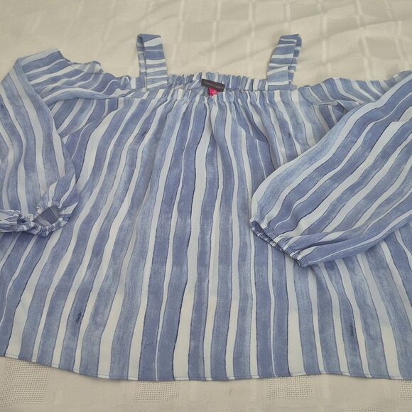 Vince Camuto Blue and White Striped Top - Picture 12 of 16
